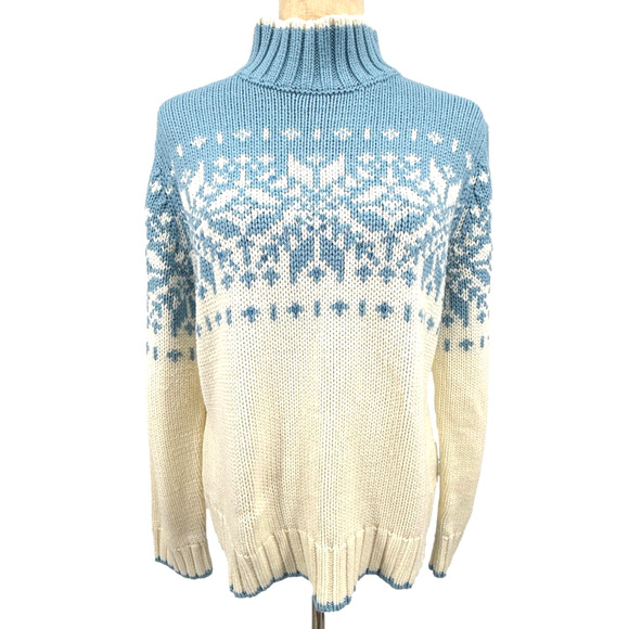 St. John's Bay Sweater Women's XL Turtleneck Fair Isle Knit Nordic Cozy Sequins - Picture 1 of 5